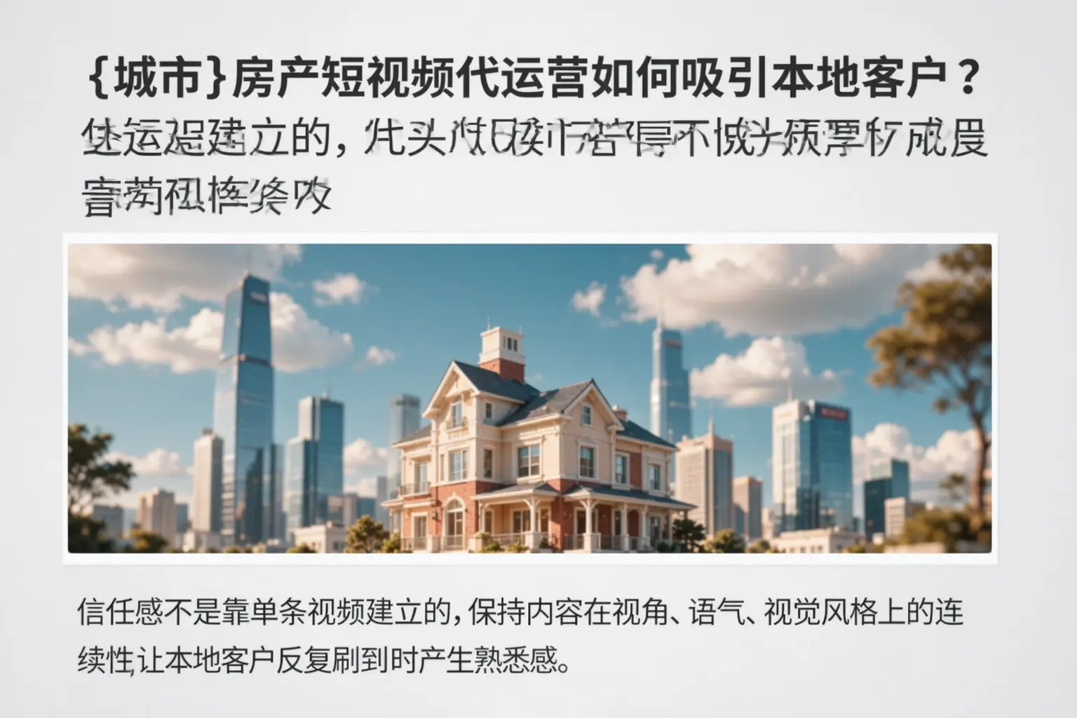 铁门关房产短视频代运营如何吸引本地客户？