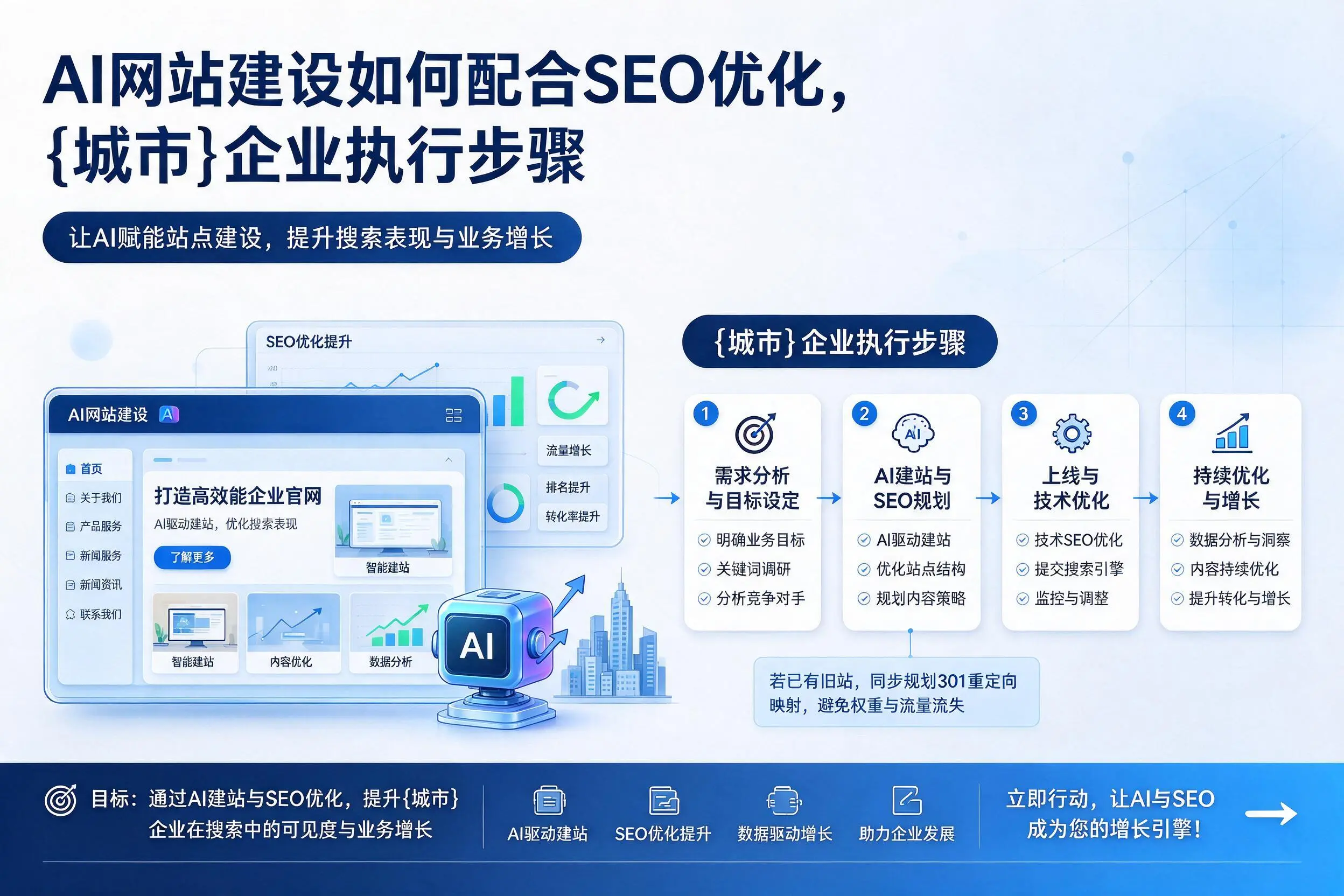 AI网站建设如何配合SEO优化，铁门关企业执行步骤