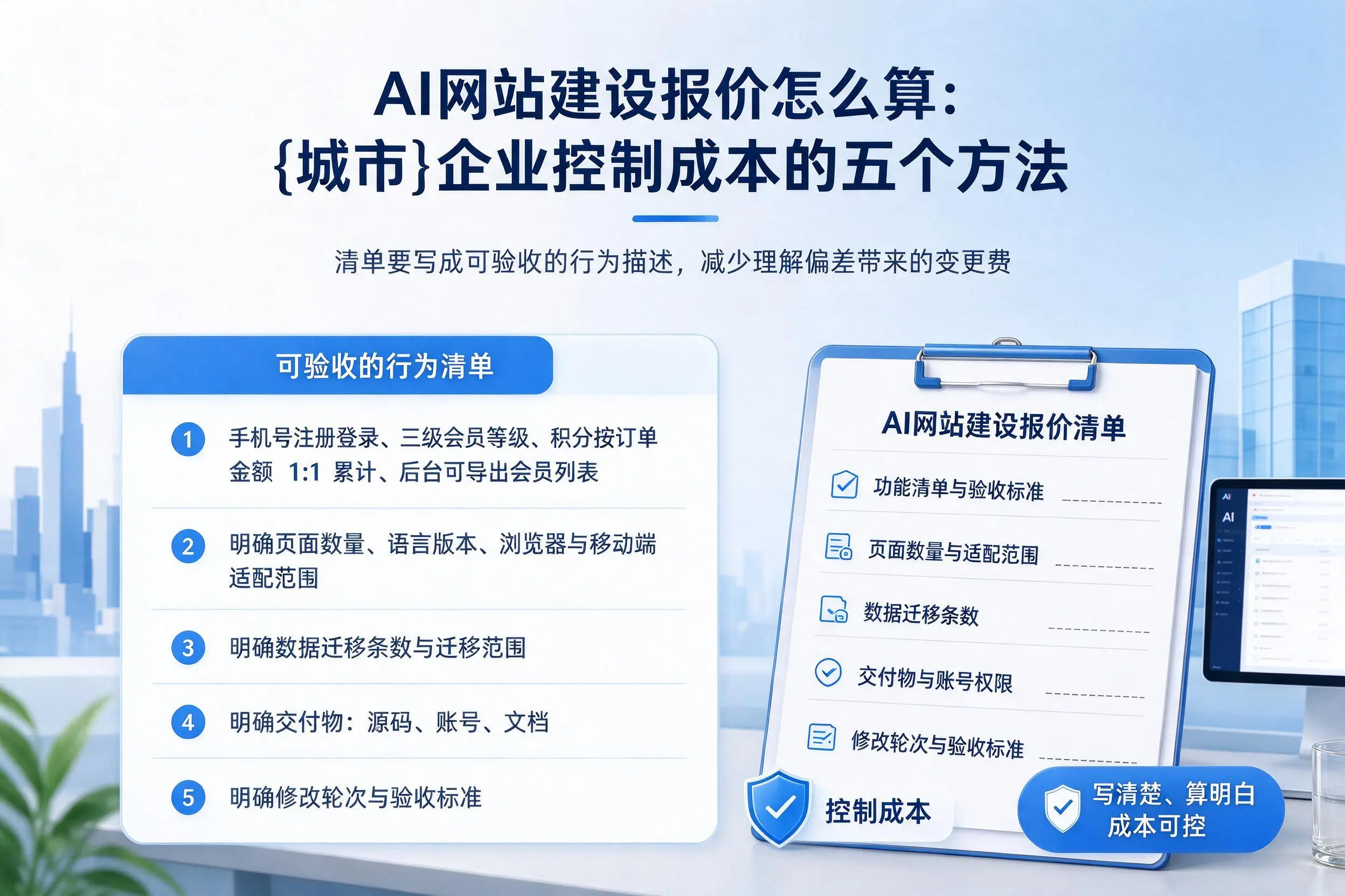 AI网站建设报价怎么算：铁门关企业控制成本的五个方法