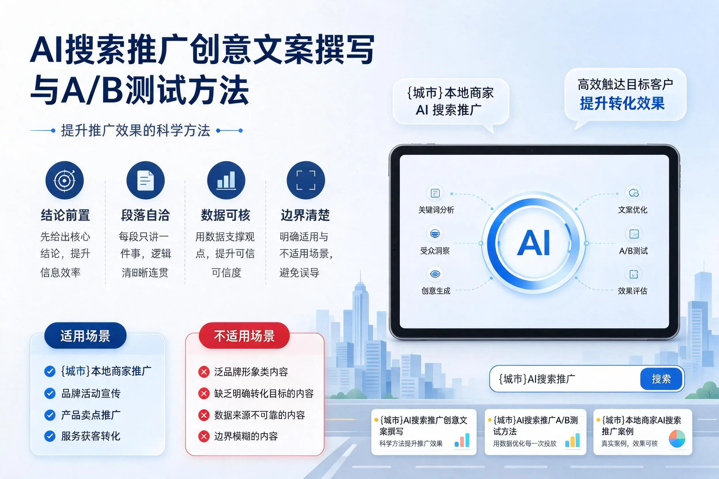 铁门关AI搜索推广创意文案撰写与A/B测试方法
